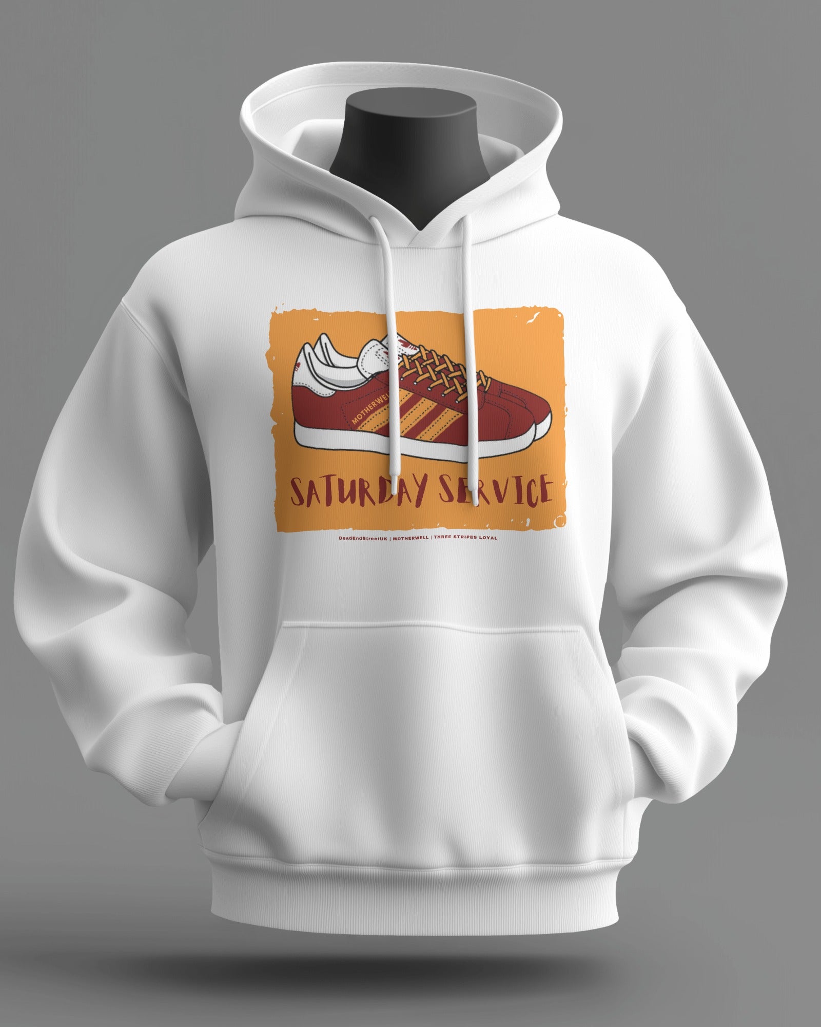 SATURDAY SERVICE Midweight Hoodie | Motherwell Hooligan Firm | Three Stripes Loyal