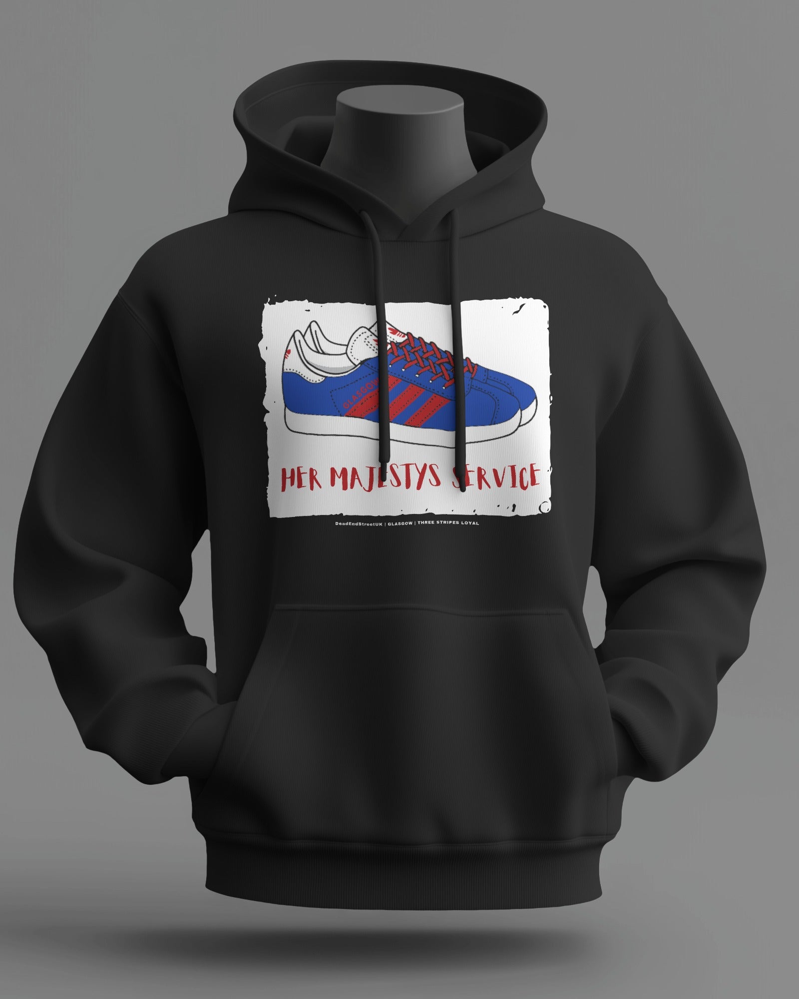 HER MAJESTYS SERVICE Midweight Hoodie | Rangers Hooligan Firm | Three Stripes Loyal