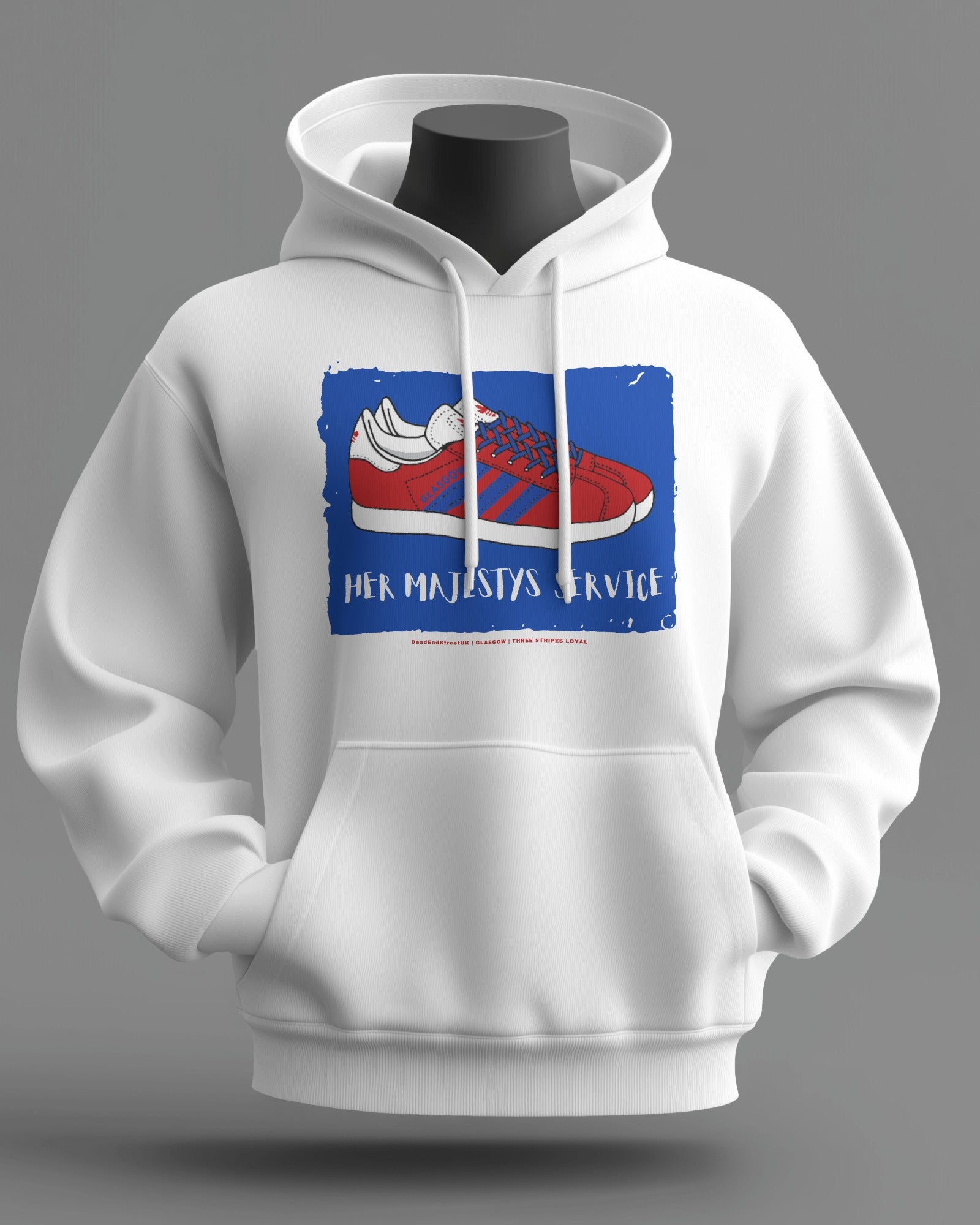 HER MAJESTYS SERVICE Midweight Hoodie | Rangers Hooligan Firm | Three Stripes Loyal