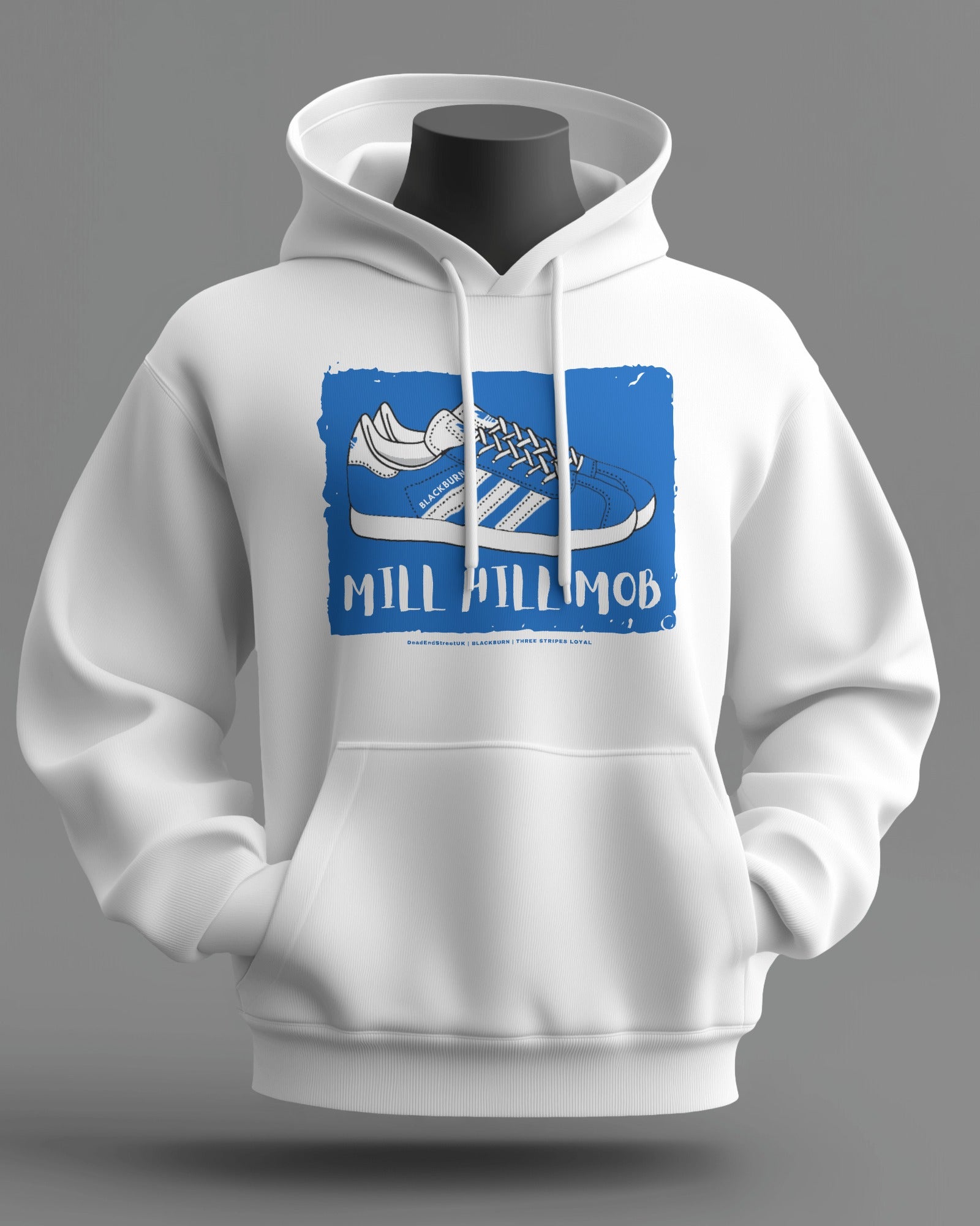 MILL HILL MOB Midweight Hoodie | Blackburn Hooligan Firm | Three Stripes Loyal