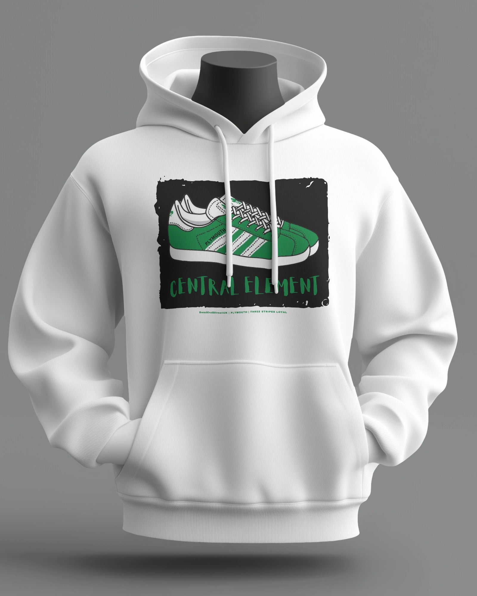 CENTRAL ELEMENT Midweight Hoodie | Plymouth Hooligan Firm | Three Stripes Loyal