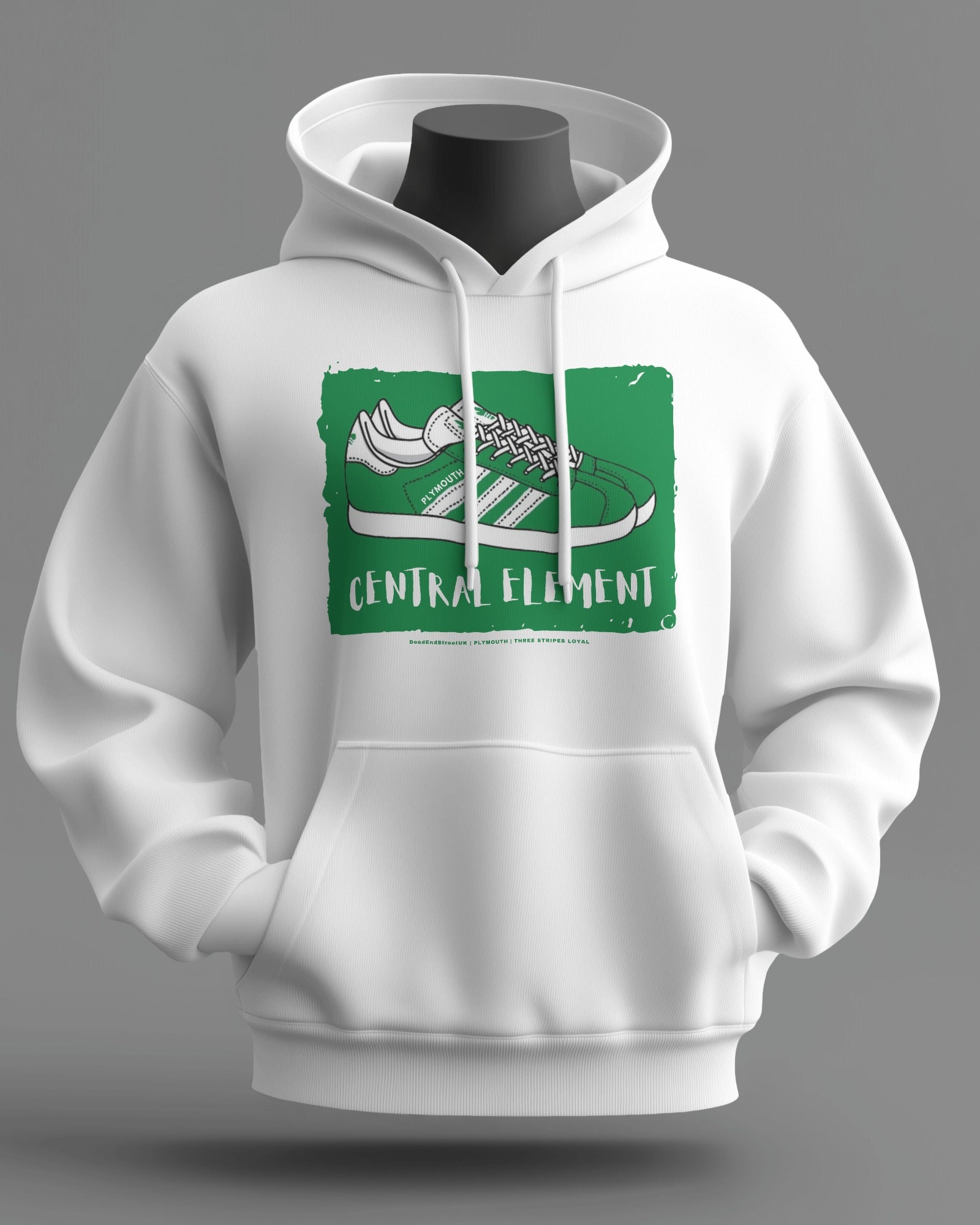 CENTRAL ELEMENT Midweight Hoodie | Plymouth Hooligan Firm | Three Stripes Loyal