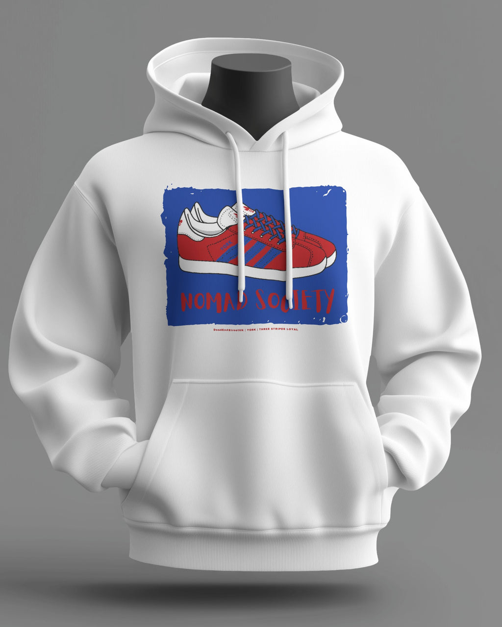 NOMAD SOCIETY Midweight Hoodie | York Hooligan Firm | Three Stripes Loyal