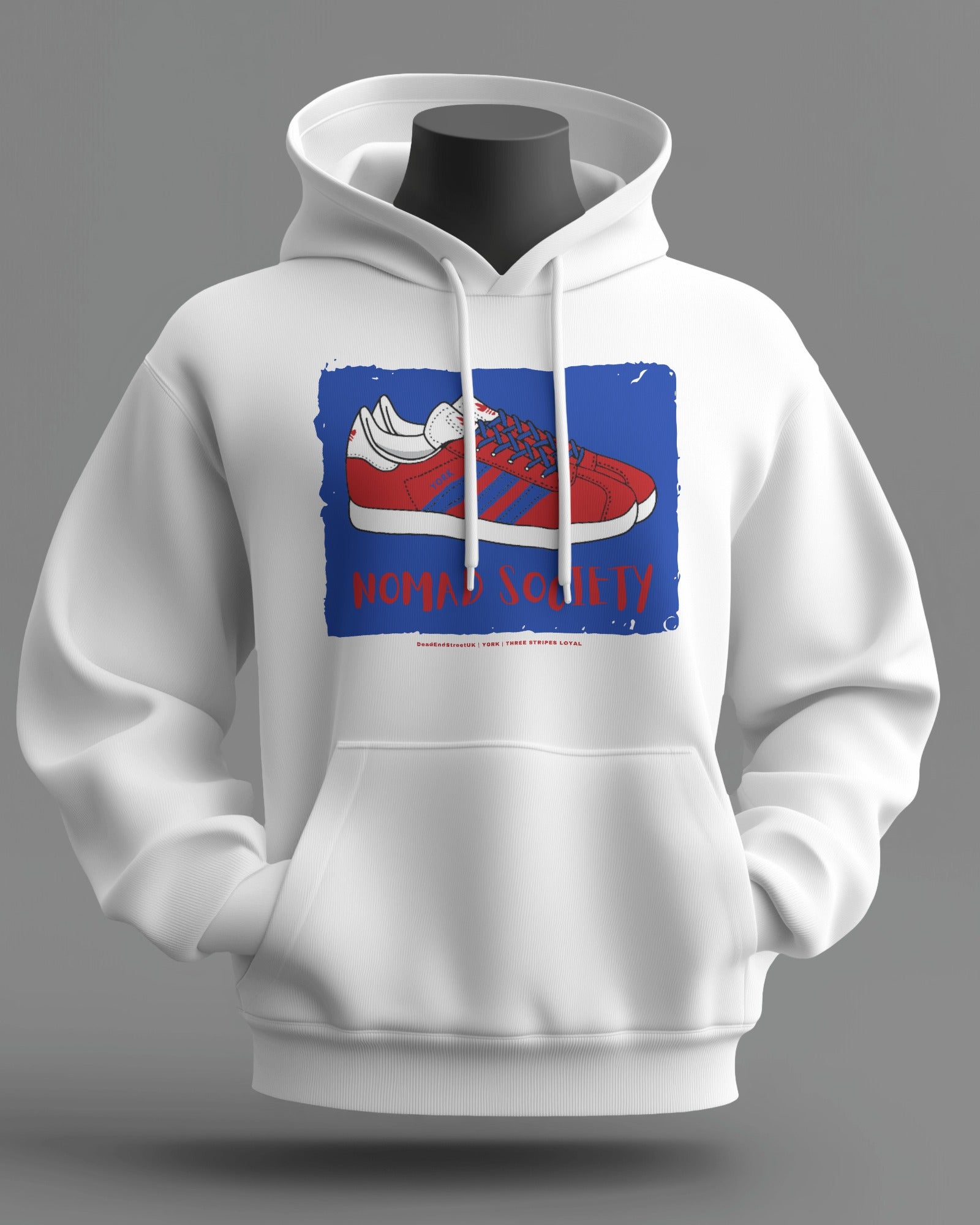 NOMAD SOCIETY Midweight Hoodie | York Hooligan Firm | Three Stripes Loyal