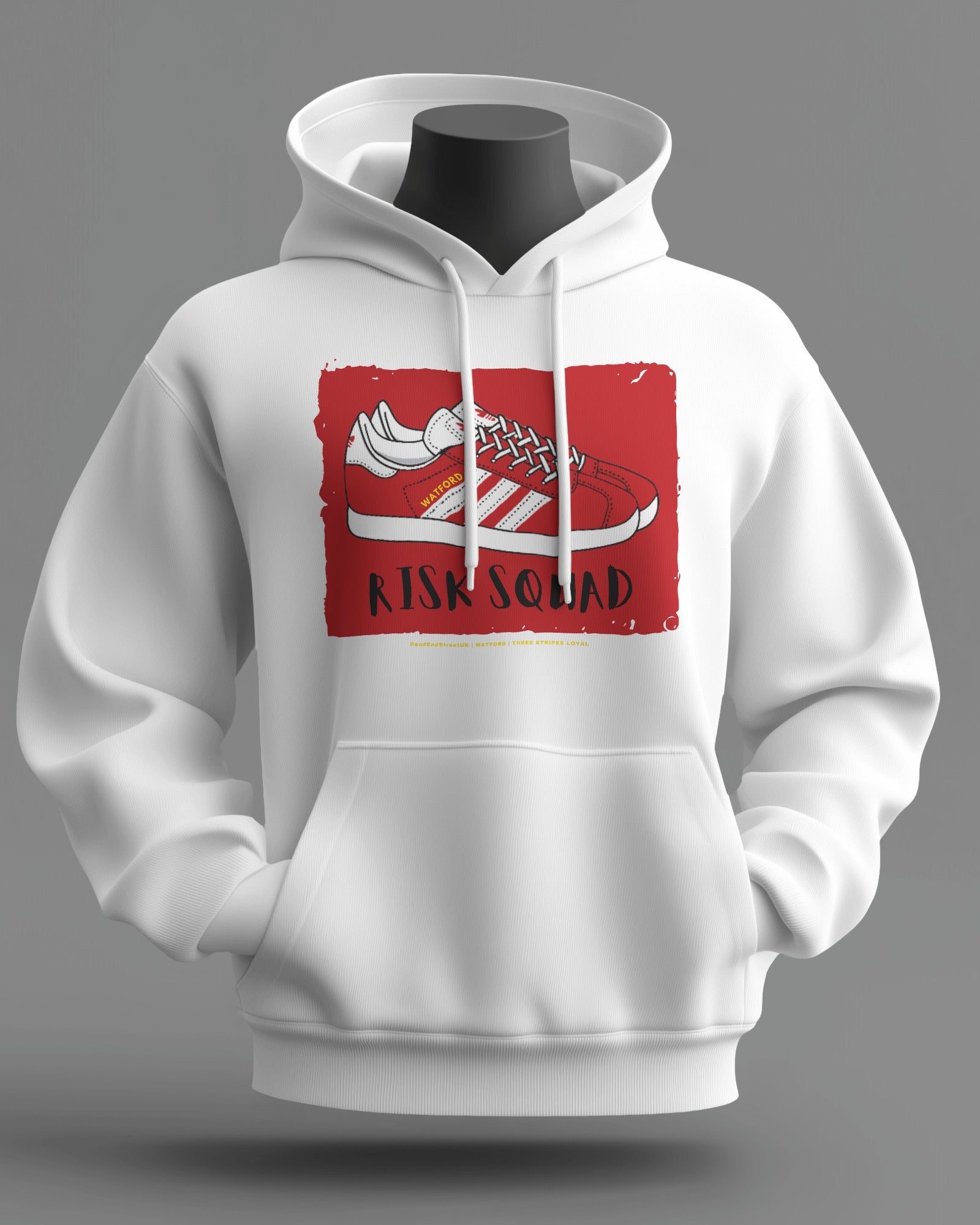 RISK SQUAD Midweight Hoodie | Watford Hooligan Firm | Three Stripes Loyal