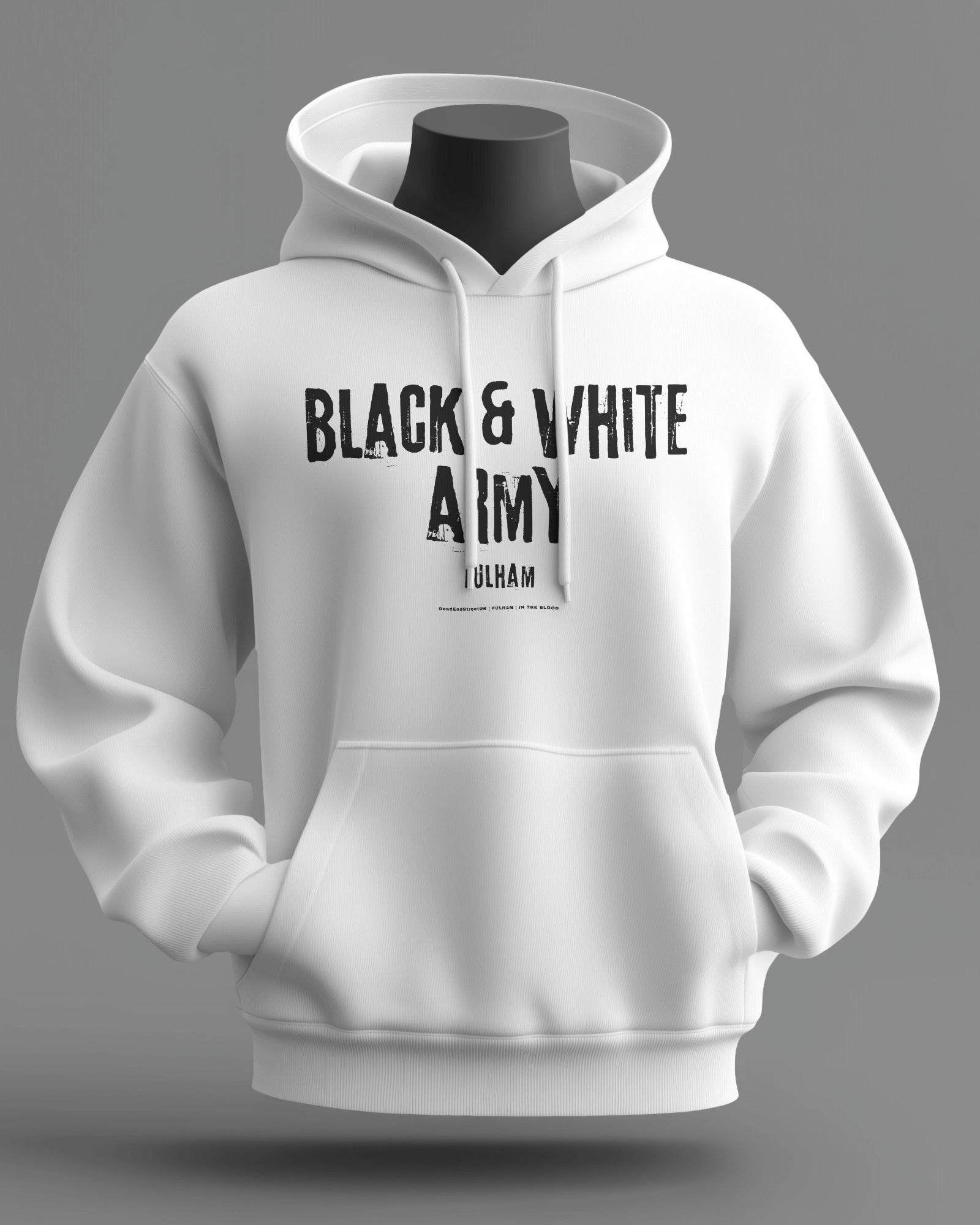 BLACK & WHITE ARMY Midweight Hoodie | Fulham | In The Blood