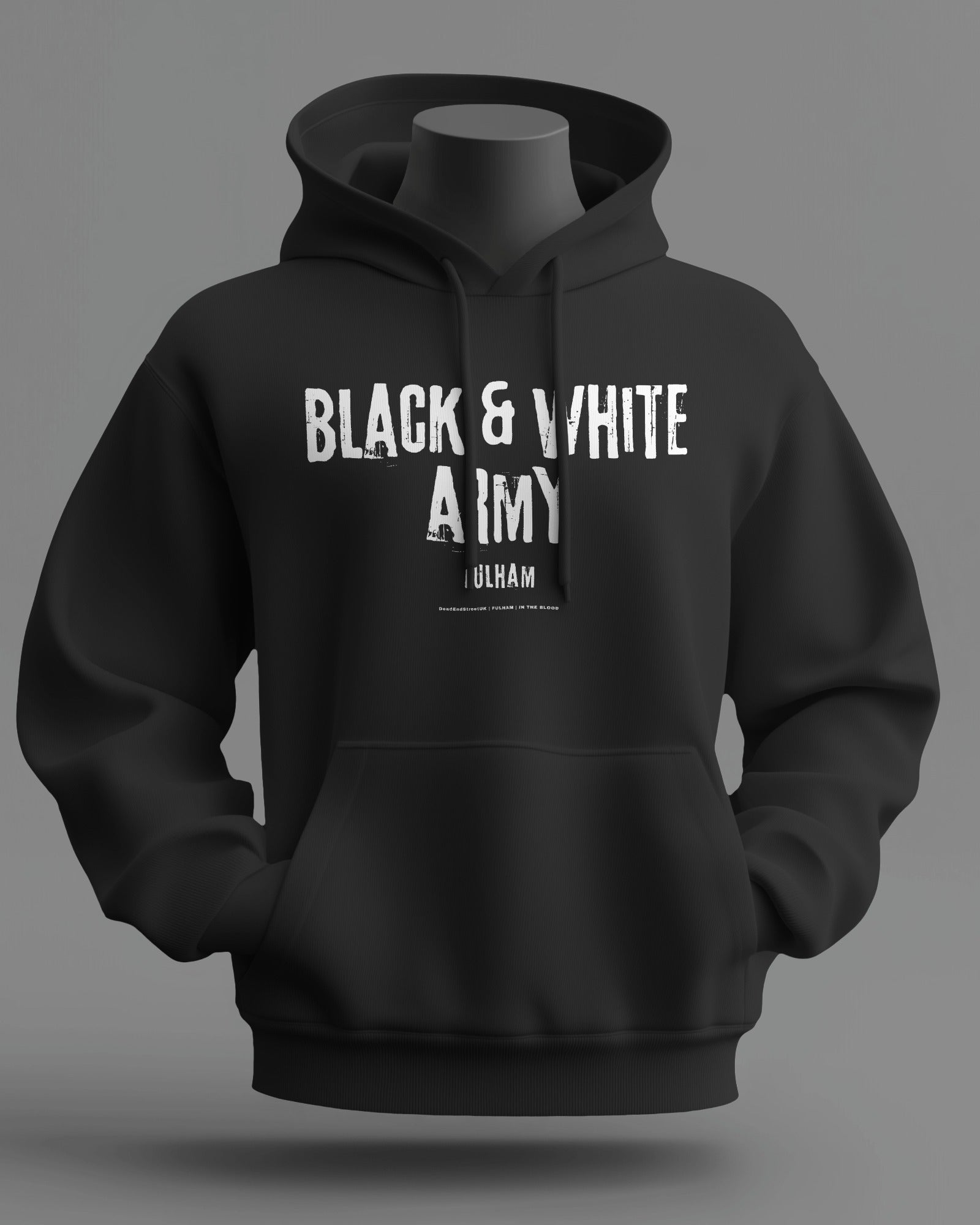 BLACK & WHITE ARMY Midweight Hoodie | Fulham | In The Blood